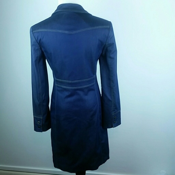 EXPRESS l Stretch Lightweight Denim Topstitch Coat - Picture 2 of 7